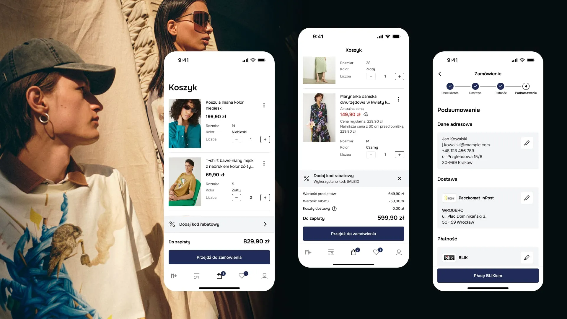 cart and checkout views in the Medicine app