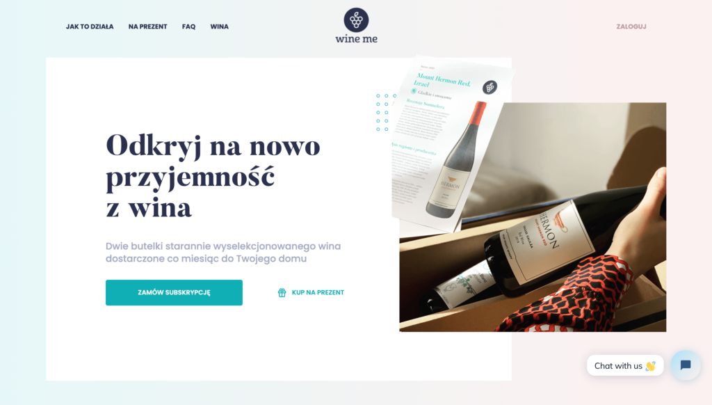 wine me website with the option to subscribe wine